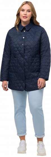 Ulla Popken Quilted Jacket with Plaid Lining Navy - Μπουφάν - 