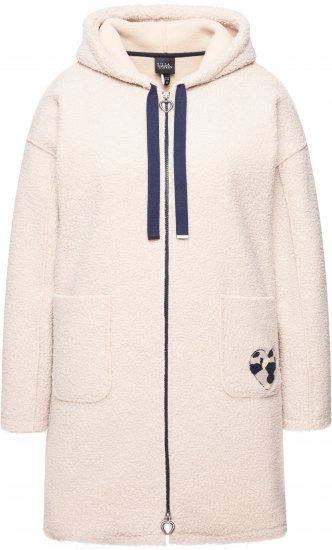 Ulla Popken Oversized Teddy Plush Heart Detail Jacket Pebble Grey - Μπουφάν - 