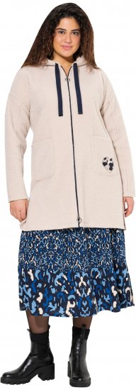 Ulla Popken Oversized Teddy Plush Heart Detail Jacket Pebble Grey - Μπουφάν - 