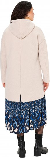 Ulla Popken Oversized Teddy Plush Heart Detail Jacket Pebble Grey - Μπουφάν - 