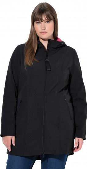 Ulla Popken Hyprar Soft Shell Water Repellent Hooded Jacket Black - Μπουφάν - 