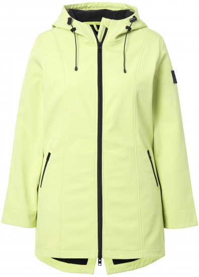 Ulla Popken Hyprar Soft Shell Water Repellent Hooded Jacket Lime Green - Μπουφάν - 