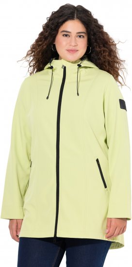 Ulla Popken Hyprar Soft Shell Water Repellent Hooded Jacket Lime Green - Μπουφάν - 