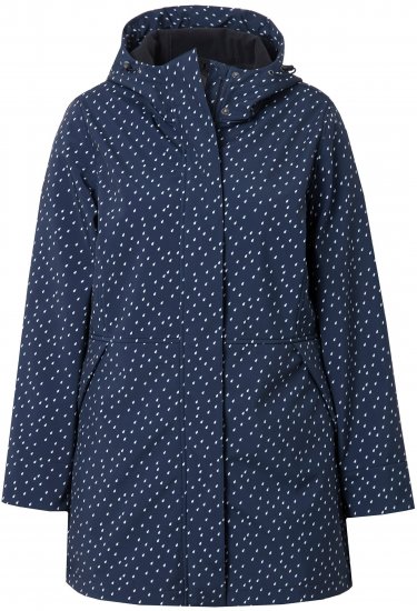 Ulla Popken Raindrop Print Longline Waterproof Jacket Navy - Μπουφάν - 
