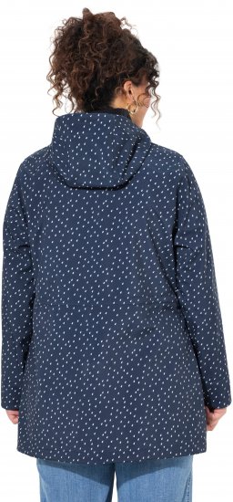 Ulla Popken Raindrop Print Longline Waterproof Jacket Navy - Μπουφάν - 