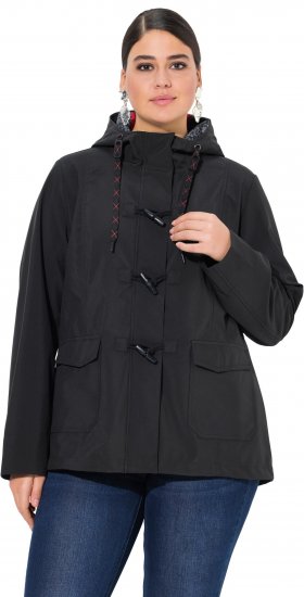 Ulla Popken HYPRAR Toggle Button Microfleece Lined Jacket Black - Μπουφάν - 