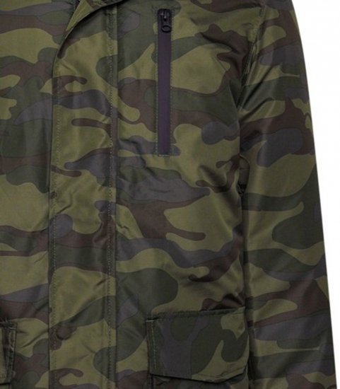 Kam Jeans KV143 Camo Print Hooded Coat Khaki - Μπουφάν - Aνδρικά μπουφαν μεγάλα μεγέθη