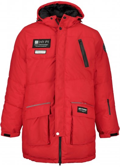 JAY-PI Warm Quilted Parka Dual Function Windproof and Water Repellent Red - Μπουφάν - Aνδρικά μπουφαν μεγάλα μεγέθη