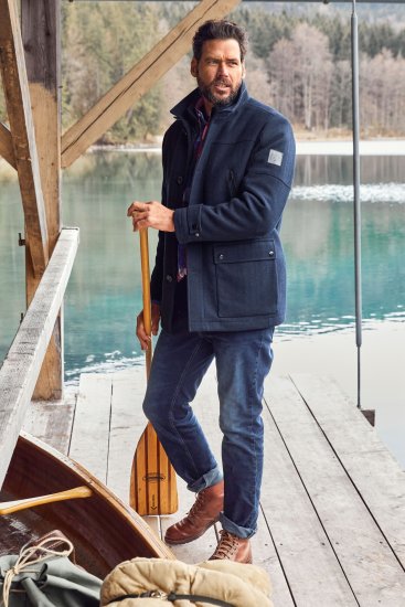 JP1880 Jacket Water-repellent Herringbone Insert Navy - Μπουφάν - Aνδρικά μπουφαν μεγάλα μεγέθη