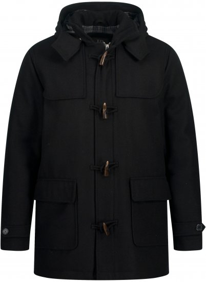 JP1880 Dufflecoat Water-repellent Black - Μπουφάν - Aνδρικά μπουφαν μεγάλα μεγέθη
