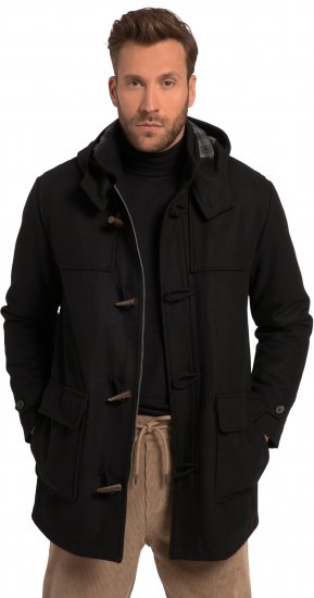 JP1880 Dufflecoat Water-repellent Black - Μπουφάν - Aνδρικά μπουφαν μεγάλα μεγέθη