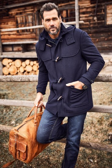 JP1880 Duffle Coat Water Repellent with Detachable Hood Navy - Μπουφάν - Aνδρικά μπουφαν μεγάλα μεγέθη