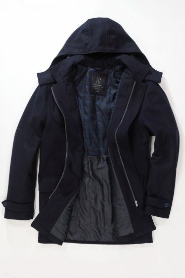 JP1880 Duffle Coat Water Repellent with Detachable Hood Navy - Μπουφάν - Aνδρικά μπουφαν μεγάλα μεγέθη