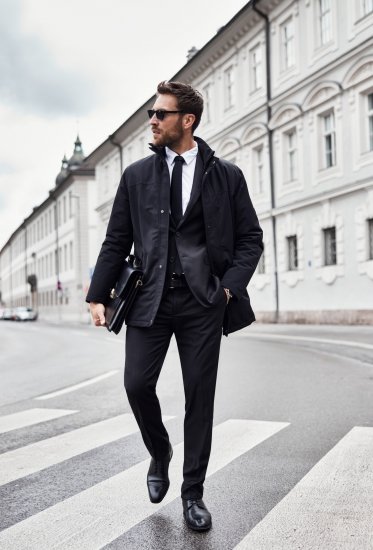 JP1880 Jacket Business Waterproof Black - Μπουφάν - Aνδρικά μπουφαν μεγάλα μεγέθη