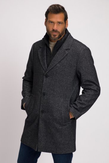 JP1880 Coat Wool Blend Quilted Insert Black - Μπουφάν - Aνδρικά μπουφαν μεγάλα μεγέθη