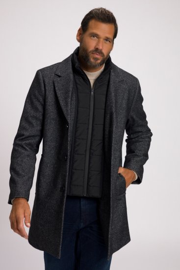 JP1880 Coat Wool Blend Quilted Insert Black - Μπουφάν - Aνδρικά μπουφαν μεγάλα μεγέθη