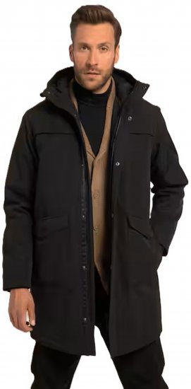 JP1880 Parka Warm Sleeves with Windcuffs Black - Μπουφάν - Aνδρικά μπουφαν μεγάλα μεγέθη
