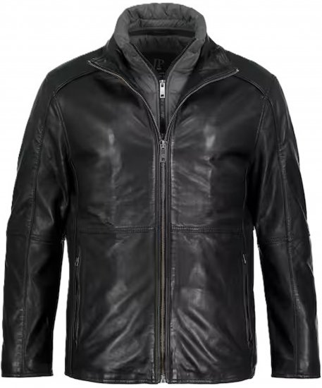JP1880 Jacket Nappa Lamb Leather Black - Μπουφάν - Aνδρικά μπουφαν μεγάλα μεγέθη