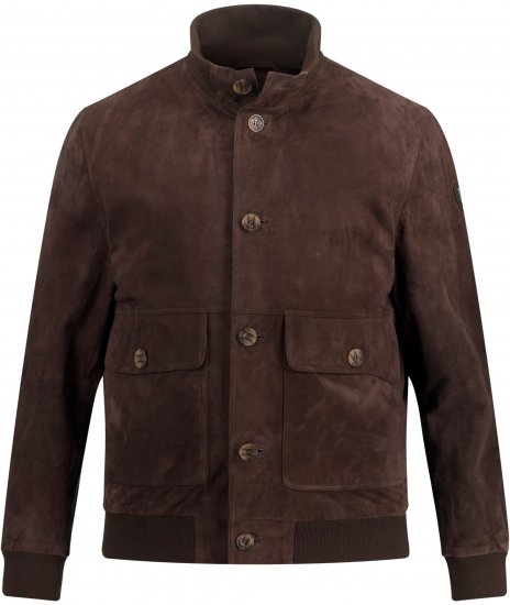 JP1880 Leather Jacket Goat Suede Espresso Brown - Μπουφάν - Aνδρικά μπουφαν μεγάλα μεγέθη