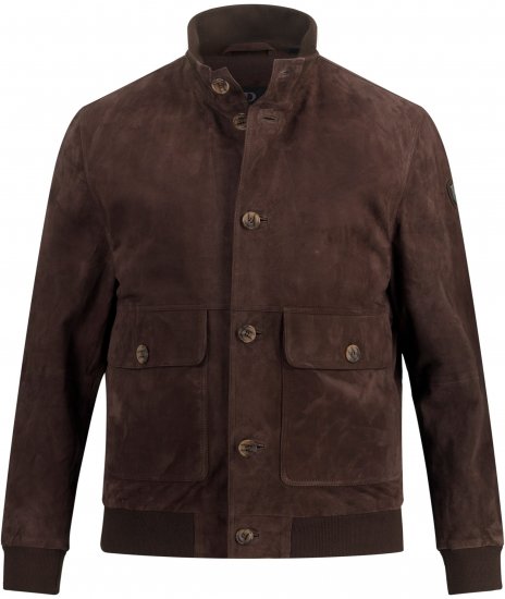 JP1880 Leather Jacket Goat Suede Espresso Brown - Μπουφάν - Aνδρικά μπουφαν μεγάλα μεγέθη
