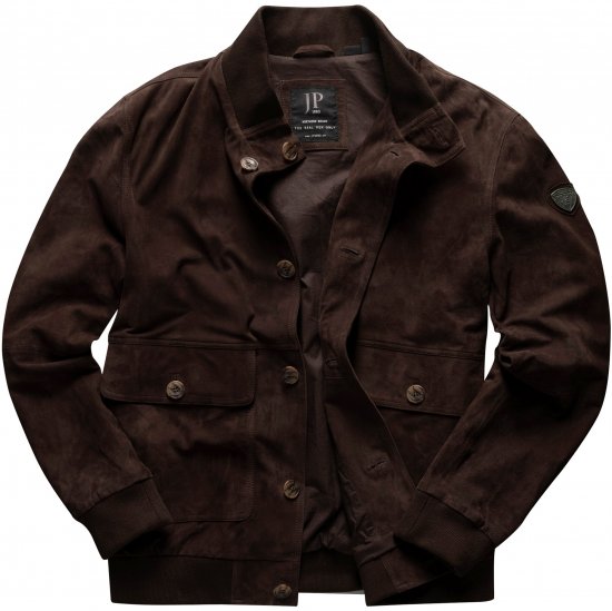 JP1880 Leather Jacket Goat Suede Espresso Brown - Μπουφάν - Aνδρικά μπουφαν μεγάλα μεγέθη