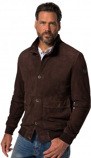 JP1880 Leather Jacket Goat Suede Espresso Brown - Μπουφάν - Aνδρικά μπουφαν μεγάλα μεγέθη