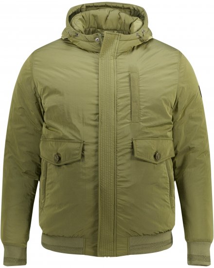 STHUGE Bomber Jacket With Hood Green - Μπουφάν - Aνδρικά μπουφαν μεγάλα μεγέθη
