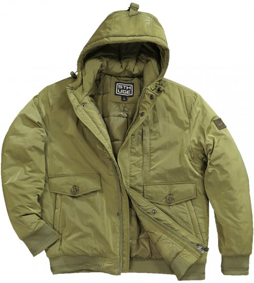 STHUGE Bomber Jacket With Hood Green - Μπουφάν - Aνδρικά μπουφαν μεγάλα μεγέθη