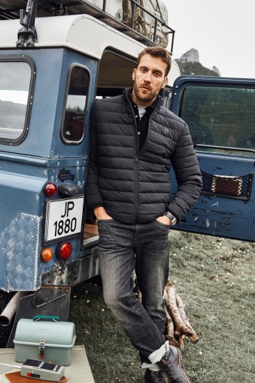 JP1880 Jacket Quilted Stand-up Collar Black - Μπουφάν - Aνδρικά μπουφαν μεγάλα μεγέθη