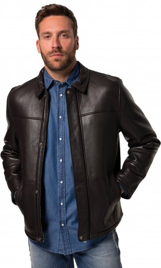 JP1880 Leather Jacket Soft Lamb Nappa Dark Brown - Μπουφάν - Aνδρικά μπουφαν μεγάλα μεγέθη