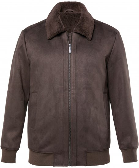 JP1880 Bomber Jacket Faux Leather Dark Brown - Μπουφάν - Aνδρικά μπουφαν μεγάλα μεγέθη
