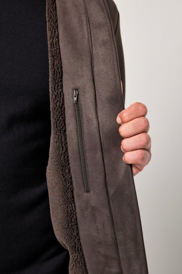 JP1880 Bomber Jacket Faux Leather Dark Brown - Μπουφάν - Aνδρικά μπουφαν μεγάλα μεγέθη