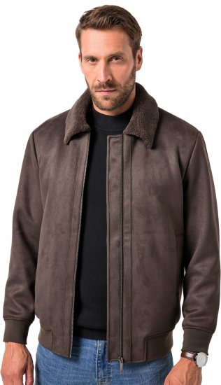JP1880 Bomber Jacket Faux Leather Dark Brown - Μπουφάν - Aνδρικά μπουφαν μεγάλα μεγέθη