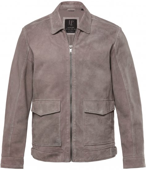 JP1880 Leather Jacket Lamskin Suede Grey - Μπουφάν - Aνδρικά μπουφαν μεγάλα μεγέθη