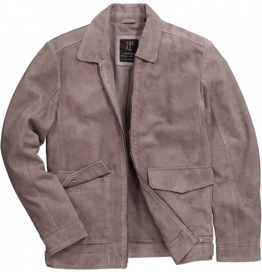 JP1880 Leather Jacket Lamskin Suede Grey - Μπουφάν - Aνδρικά μπουφαν μεγάλα μεγέθη