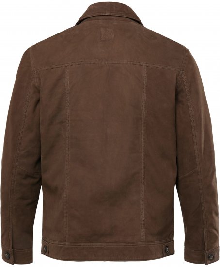 JP1880 Leather Jacket Nubuck Shirt Collar Brown - Μπουφάν - Aνδρικά μπουφαν μεγάλα μεγέθη
