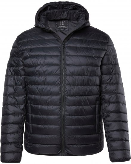 JAY-PI Lightly Quilted Jacket with a Hoodie Black - Μπουφάν - Aνδρικά μπουφαν μεγάλα μεγέθη