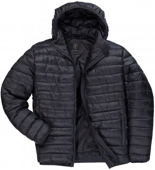 JAY-PI Lightly Quilted Jacket with a Hoodie Black - Μπουφάν - Aνδρικά μπουφαν μεγάλα μεγέθη