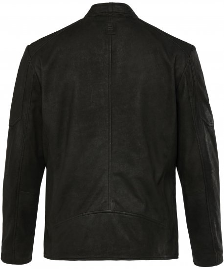 STHUGE Leather Biker Jacket Lamb Nappa Leather Black - Μπουφάν - Aνδρικά μπουφαν μεγάλα μεγέθη