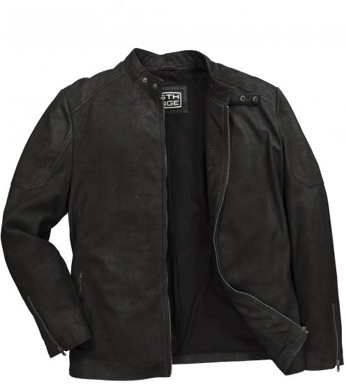STHUGE Leather Biker Jacket Lamb Nappa Leather Black - Μπουφάν - Aνδρικά μπουφαν μεγάλα μεγέθη