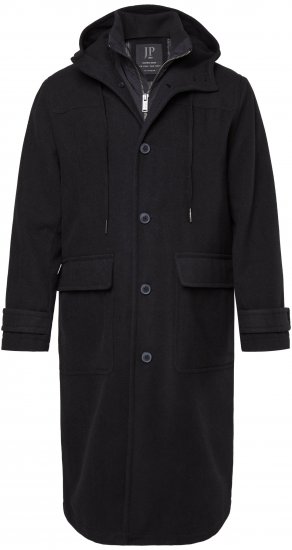 JP1880 Water-repellent Functional Coat with Wool Look Black - Μπουφάν - Aνδρικά μπουφαν μεγάλα μεγέθη