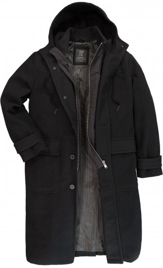 JP1880 Water-repellent Functional Coat with Wool Look Black - Μπουφάν - Aνδρικά μπουφαν μεγάλα μεγέθη