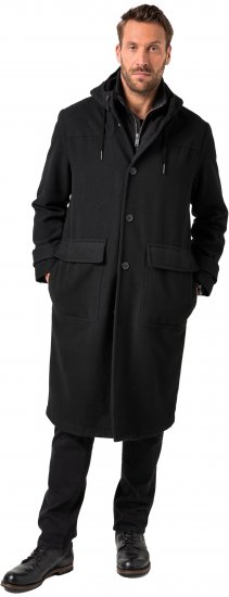 JP1880 Water-repellent Functional Coat with Wool Look Black - Μπουφάν - Aνδρικά μπουφαν μεγάλα μεγέθη