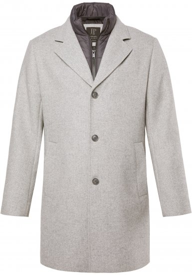 JP1880 Wool Blend Coat with Nylon Insert Grey - Μπουφάν - Aνδρικά μπουφαν μεγάλα μεγέθη