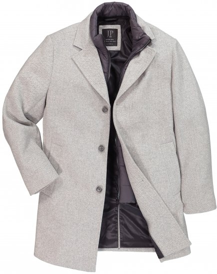 JP1880 Wool Blend Coat with Nylon Insert Grey - Μπουφάν - Aνδρικά μπουφαν μεγάλα μεγέθη
