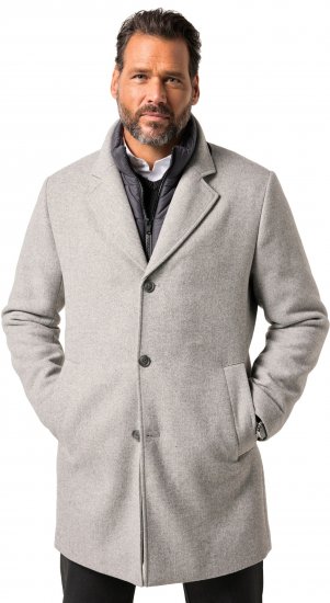 JP1880 Wool Blend Coat with Nylon Insert Grey - Μπουφάν - Aνδρικά μπουφαν μεγάλα μεγέθη