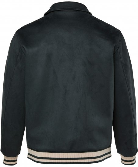 JP1880 Blouson Velour with Chest Embroidery Dark Green - Μπουφάν - Aνδρικά μπουφαν μεγάλα μεγέθη