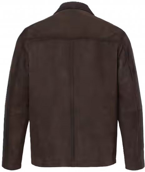 JP1880 Leather Jacket Goat Suede Shirt Collar Dark Brown - Μπουφάν - Aνδρικά μπουφαν μεγάλα μεγέθη