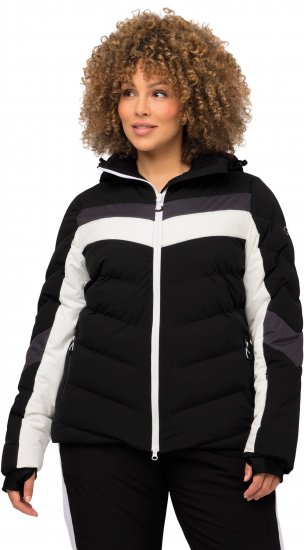 Ulla Popken HYPRAR Chevron Stripe Triple Function Quilted Fully Lined Ski Jacket Black - Μπουφάν - 
