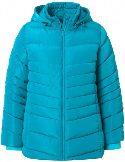 Ulla Popken Quilted Water Repellent Jacket Turquoise - Μπουφάν - 